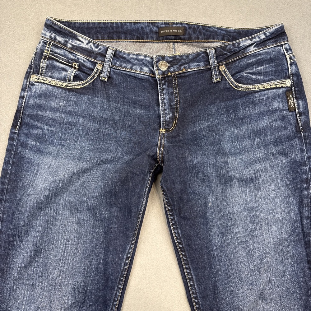 Women's Silver boyfriend Jeans Co W31/L25 straight dark wash whiskering - Picture 4 of 10